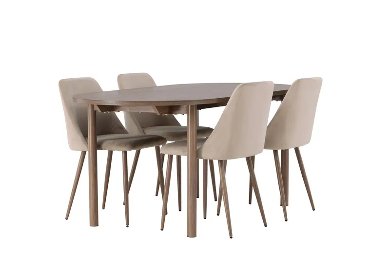 Oval matgrupp Venture Home Brun Natur 4st - Møbler - Bord - Spisegrupper