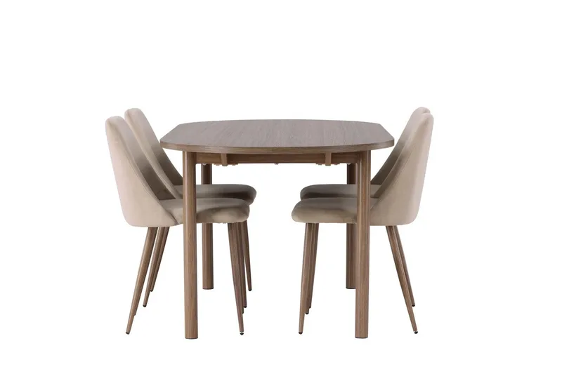 Oval matgrupp Venture Home Brun Natur 4st - Møbler - Bord - Spisegrupper