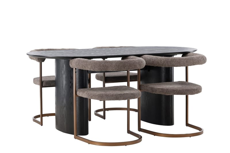 Oval matgrupp Venture Home Brun Svart 4st - Møbler - Bord - Spisegrupper