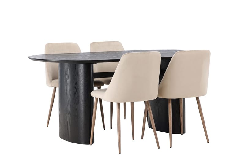 Oval matgrupp Venture Home Brun Svart 4st - Møbler - Bord - Spisegrupper