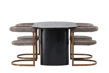 Oval matgrupp Venture Home Brun Svart 4st - Møbler - Bord - Spisegrupper