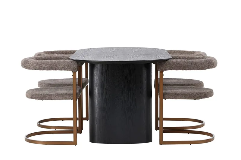 Oval matgrupp Venture Home Brun Svart 4st - Møbler - Bord - Spisegrupper
