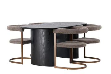 Oval matgrupp Venture Home Brun Svart 4st - Møbler - Bord - Spisegrupper