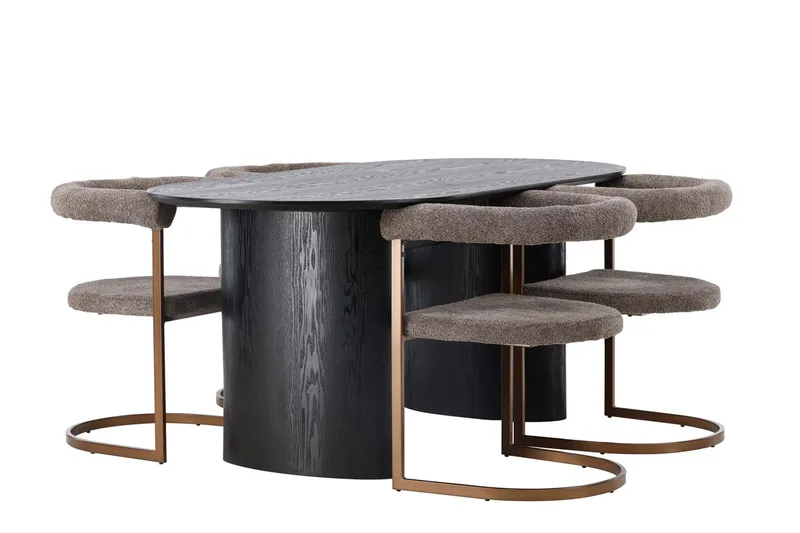 Oval matgrupp Venture Home Brun Svart 4st - Møbler - Bord - Spisegrupper