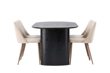 Oval matgrupp Venture Home Brun Svart 4st - Møbler - Bord - Spisegrupper
