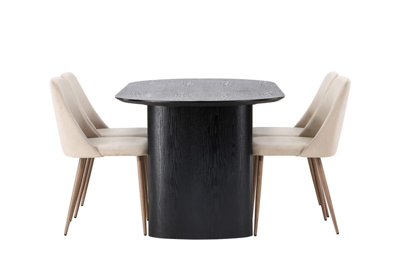 Oval matgrupp Venture Home Brun Svart 4st - Møbler - Bord - Spisegrupper