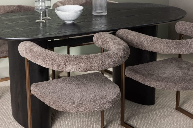Oval matgrupp Venture Home Brun Svart 4st - Møbler - Bord - Spisegrupper