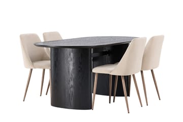 Oval matgrupp Venture Home Brun Svart 4st - Møbler - Bord - Spisegrupper
