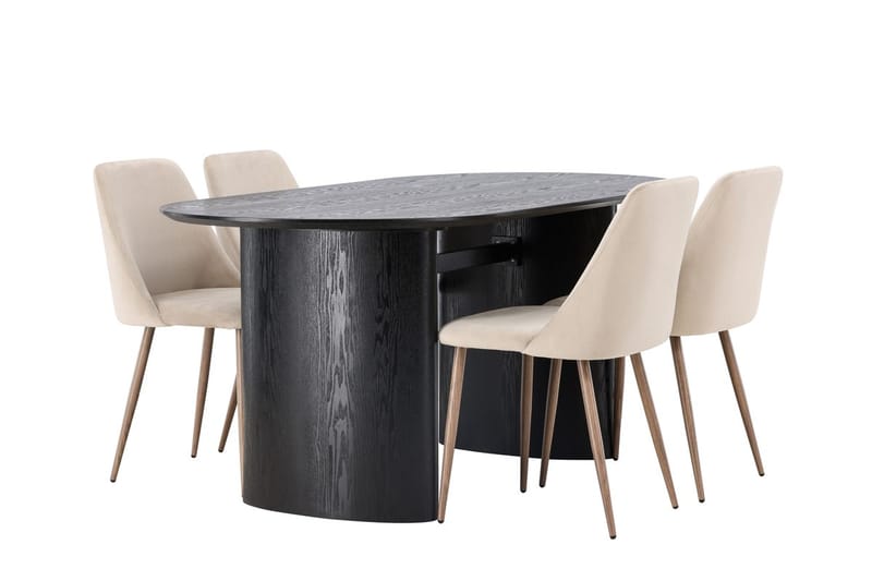 Oval matgrupp Venture Home Brun Svart 4st - Møbler - Bord - Spisegrupper