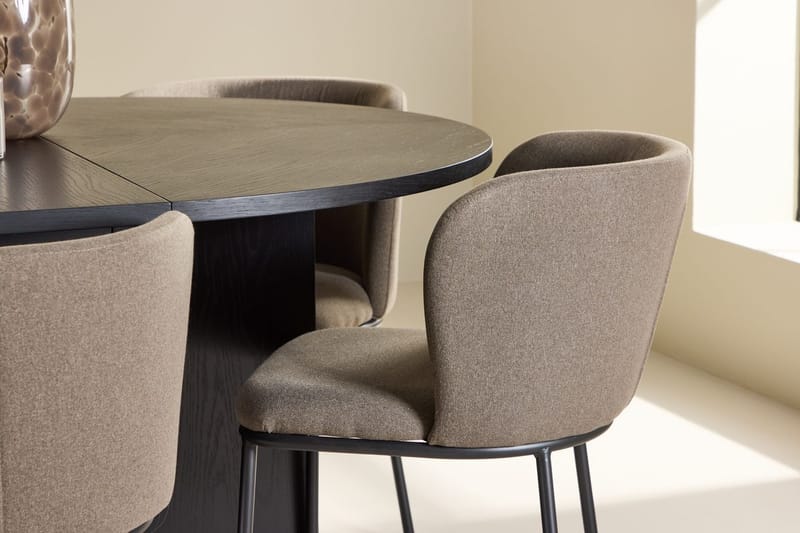 Oval matgrupp Venture Home Brun Svart 6st - Møbler - Bord - Spisegrupper
