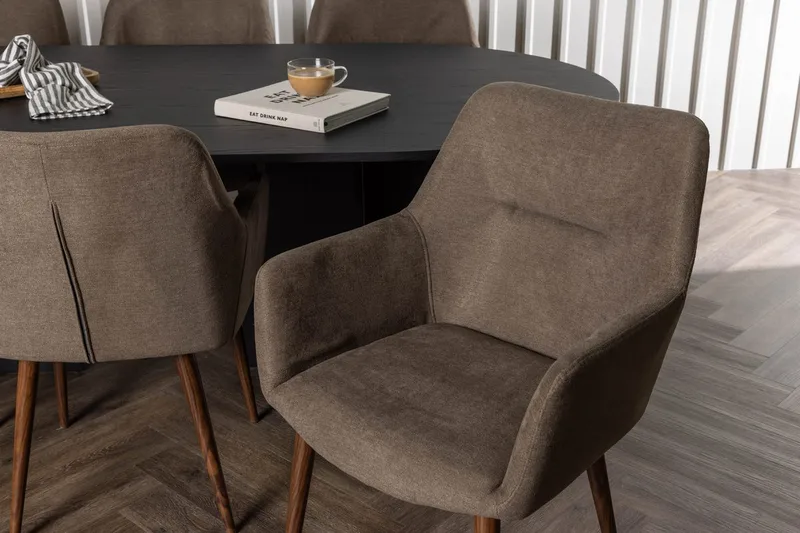 Oval matgrupp Venture Home Brun Svart 6st - Møbler - Bord - Spisegrupper