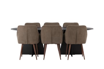 Oval matgrupp Venture Home Brun Svart 6st - Møbler - Bord - Spisegrupper