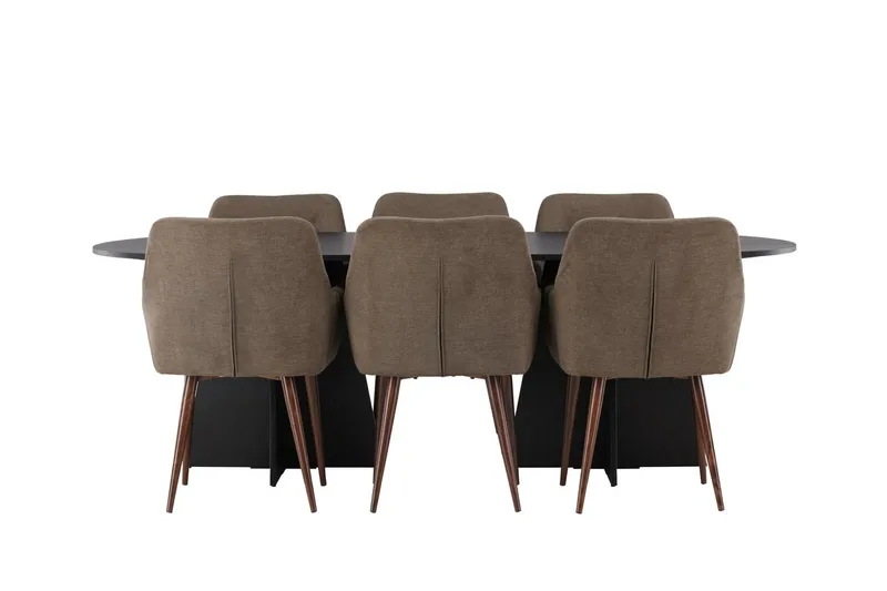 Oval matgrupp Venture Home Brun Svart 6st - Møbler - Bord - Spisegrupper