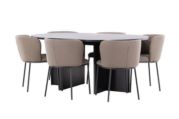 Oval matgrupp Venture Home Brun Svart 6st - Møbler - Bord - Spisegrupper