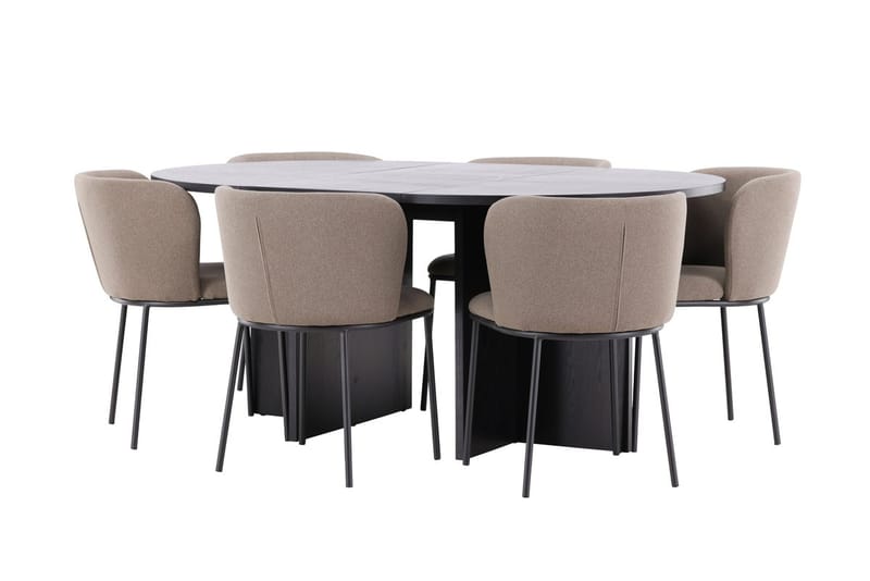 Oval matgrupp Venture Home Brun Svart 6st - Møbler - Bord - Spisegrupper