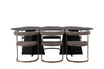 Oval matgrupp Venture Home Brun Svart 6st - Møbler - Bord - Spisegrupper