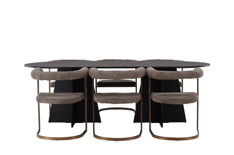 Oval matgrupp Venture Home Brun Svart 6st - Møbler - Bord - Spisegrupper