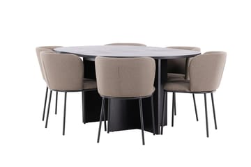 Oval matgrupp Venture Home Brun Svart 6st - Møbler - Bord - Spisegrupper
