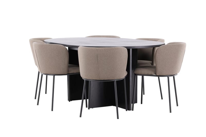 Oval matgrupp Venture Home Brun Svart 6st - Møbler - Bord - Spisegrupper