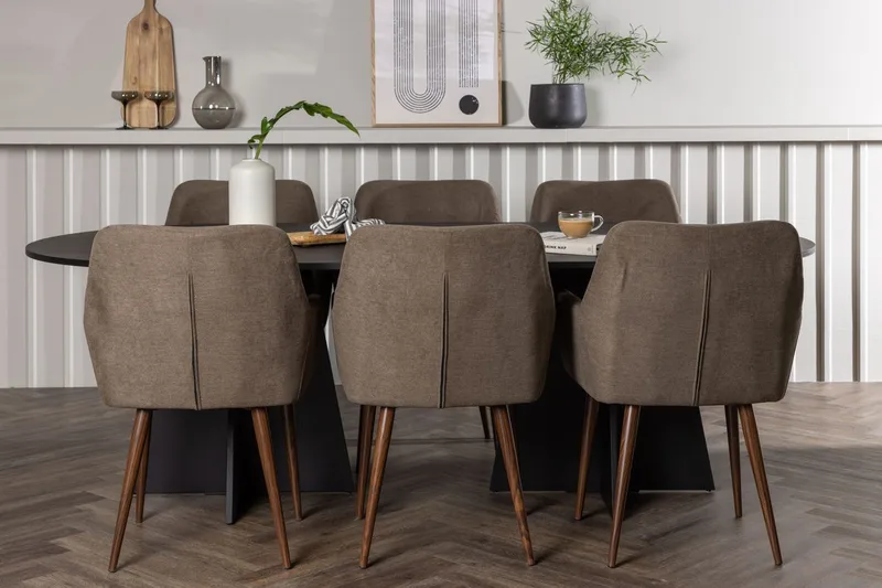 Oval matgrupp Venture Home Brun Svart 6st