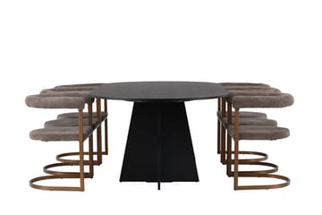 Oval matgrupp Venture Home Brun Svart 6st - Møbler - Bord - Spisegrupper