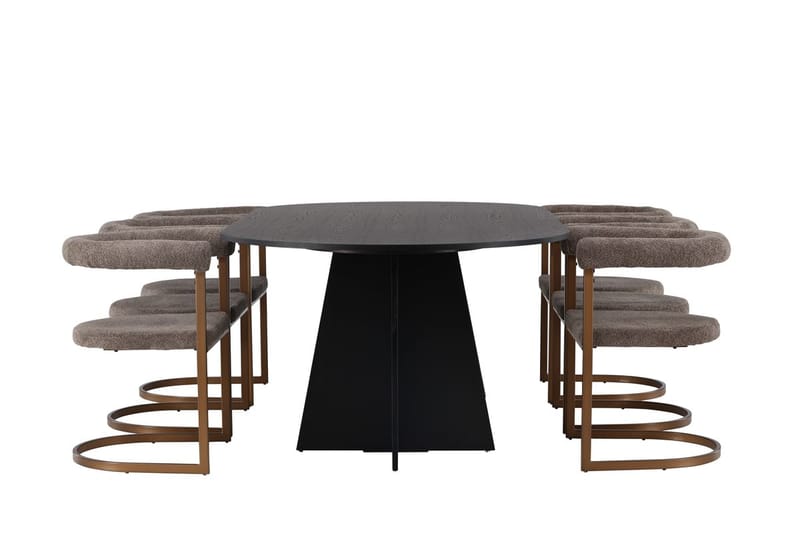 Oval matgrupp Venture Home Brun Svart 6st - Møbler - Bord - Spisegrupper