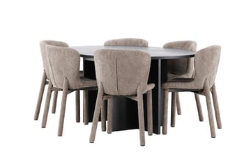 Oval matgrupp Venture Home Brun Svart 6st - Møbler - Bord - Spisegrupper