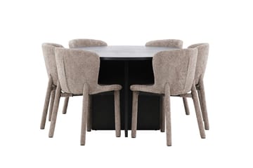 Oval matgrupp Venture Home Brun Svart 6st - Møbler - Bord - Spisegrupper