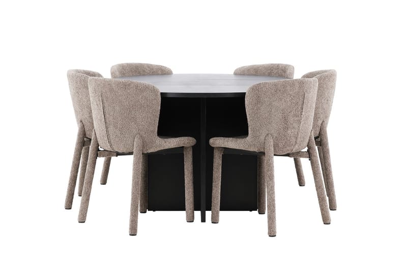 Oval matgrupp Venture Home Brun Svart 6st - Møbler - Bord - Spisegrupper