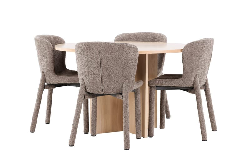 Oval matgrupp Venture Home Brun Vitputsad 4st - Møbler - Bord - Spisegrupper