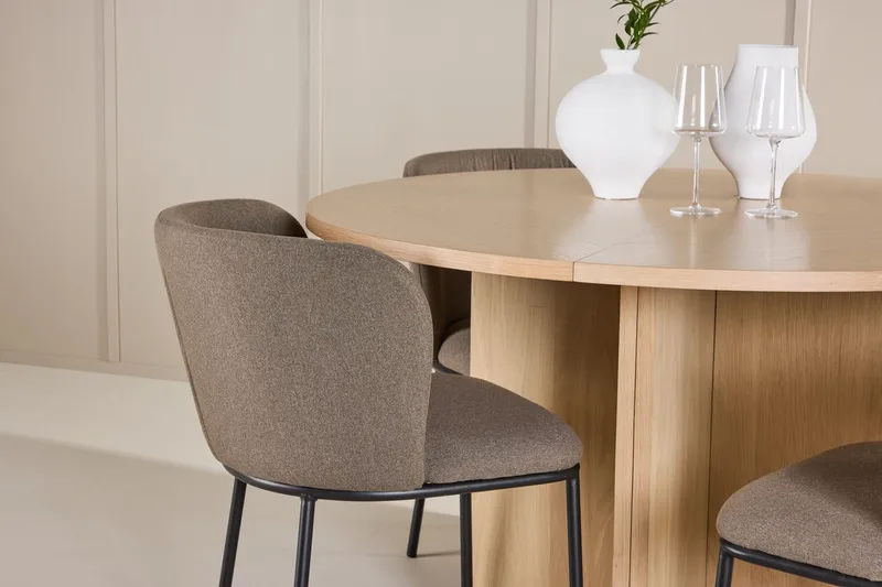 Oval matgrupp Venture Home Brun Vitputsad 4st - Møbler - Bord - Spisegrupper