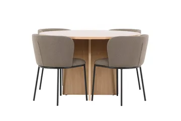 Oval matgrupp Venture Home Brun Vitputsad 4st - Møbler - Bord - Spisegrupper