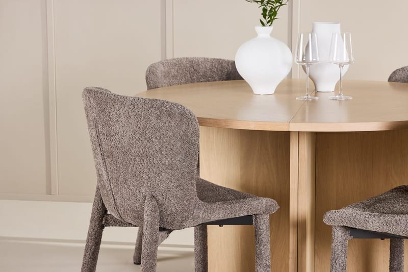 Oval matgrupp Venture Home Brun Vitputsad 4st - Møbler - Bord - Spisegrupper