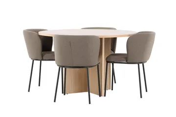 Oval matgrupp Venture Home Brun Vitputsad 4st - Møbler - Bord - Spisegrupper