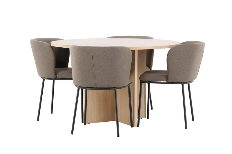 Oval matgrupp Venture Home Brun Vitputsad 4st - Møbler - Bord - Spisegrupper