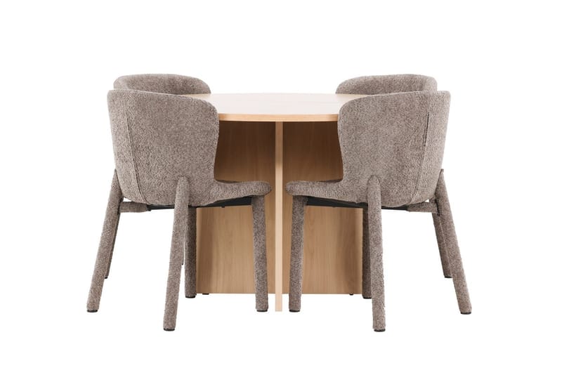 Oval matgrupp Venture Home Brun Vitputsad 4st - Møbler - Bord - Spisegrupper
