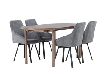 Oval matgrupp Venture Home Grå Natur 4st - Møbler - Bord - Spisegrupper