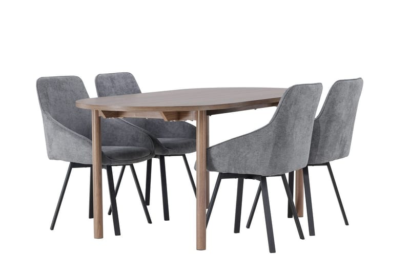 Oval matgrupp Venture Home Grå Natur 4st - Møbler - Bord - Spisegrupper