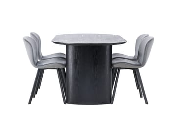 Oval matgrupp Venture Home Grå Svart 4st - Møbler - Bord - Spisegrupper
