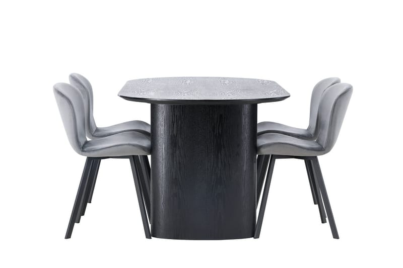 Oval matgrupp Venture Home Grå Svart 4st - Møbler - Bord - Spisegrupper