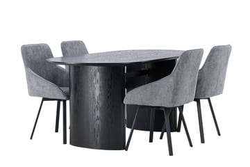Oval matgrupp Venture Home Grå Svart 4st - Møbler - Bord - Spisegrupper