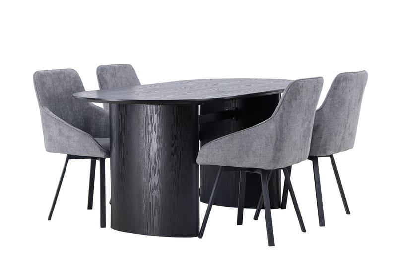 Oval matgrupp Venture Home Grå Svart 4st - Møbler - Bord - Spisegrupper