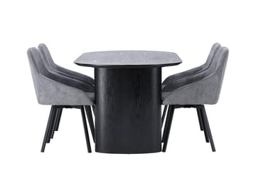 Oval matgrupp Venture Home Grå Svart 4st - Møbler - Bord - Spisegrupper