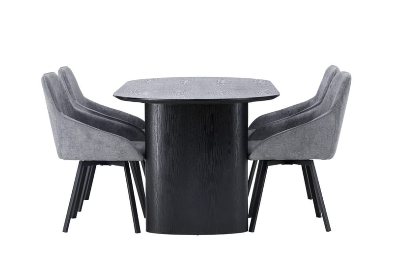 Oval matgrupp Venture Home Grå Svart 4st - Møbler - Bord - Spisegrupper