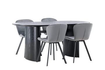 Oval matgrupp Venture Home Grå Svart 4st - Møbler - Bord - Spisegrupper
