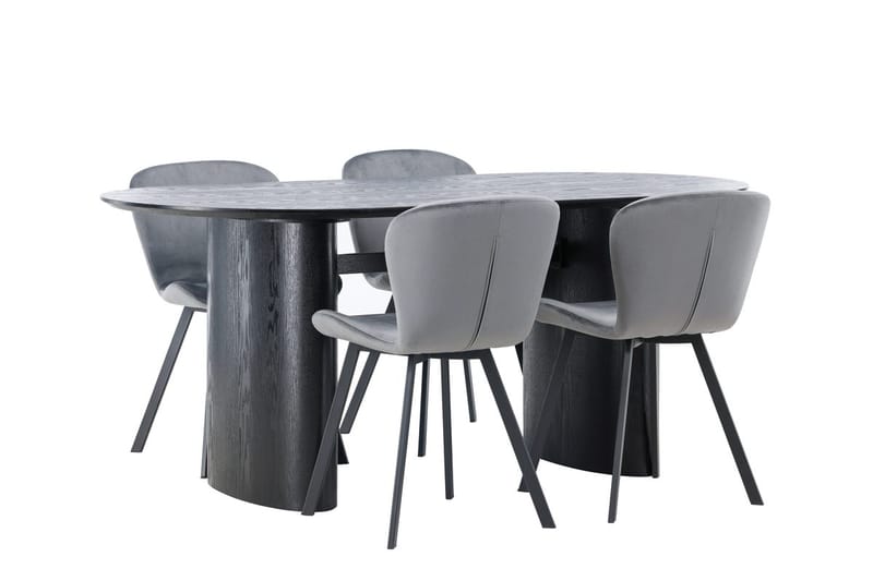 Oval matgrupp Venture Home Grå Svart 4st - Møbler - Bord - Spisegrupper