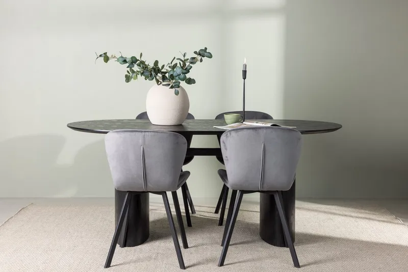 Oval matgrupp Venture Home Grå Svart 4st