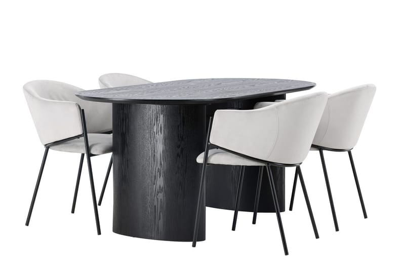 Oval matgrupp Venture Home Grå Svart 4st - Møbler - Bord - Spisegrupper