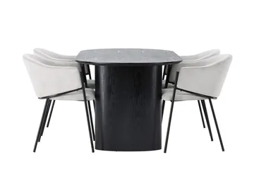 Oval matgrupp Venture Home Grå Svart 4st - Møbler - Bord - Spisegrupper