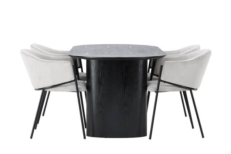 Oval matgrupp Venture Home Grå Svart 4st - Møbler - Bord - Spisegrupper